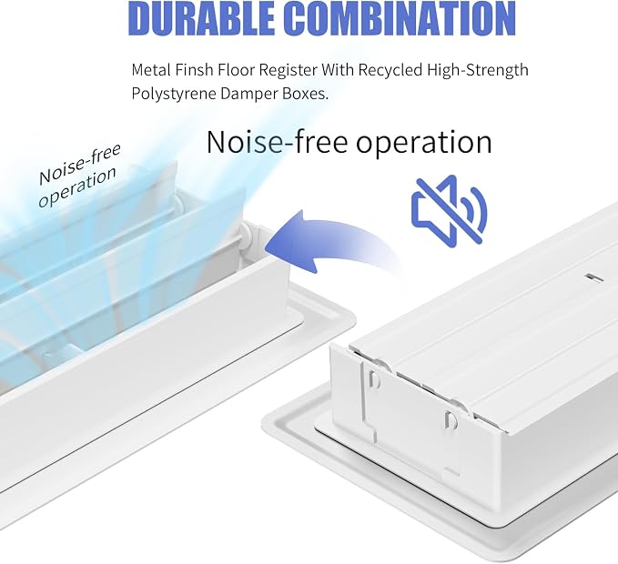4x10 Floor Register White, Floor Vent Covers for Home Floor, Sidewall, Heavy Duty Steel Walkable Floor Grates, Adjustable Air