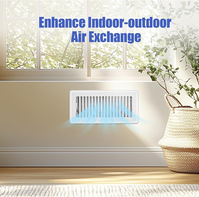 4x10 Floor Register White, Floor Vent Covers for Home Floor, Sidewall, Heavy Duty Steel Walkable Floor Grates, Adjustable Air
