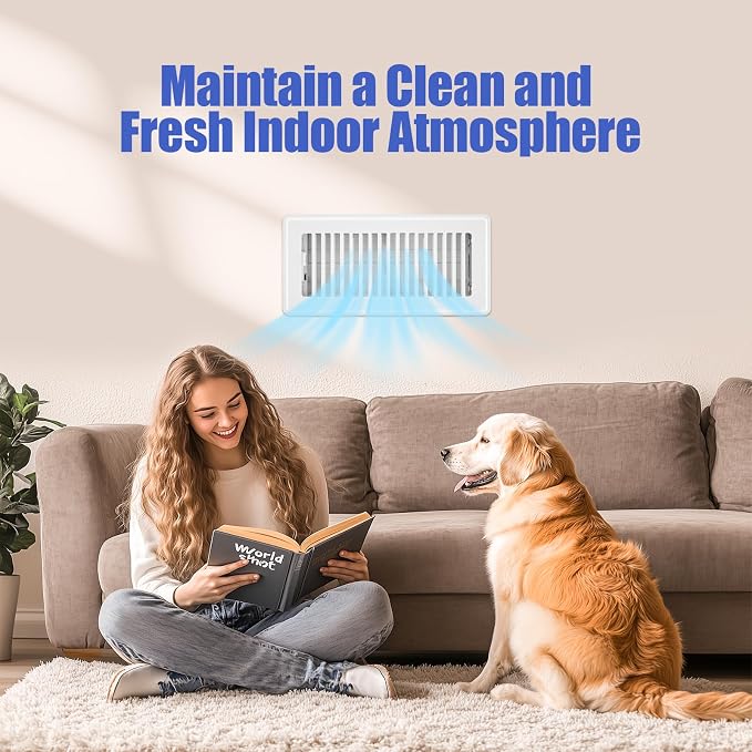 4x10 Floor Register White, Floor Vent Covers for Home Floor, Sidewall, Heavy Duty Steel Walkable Floor Grates, Adjustable Air
