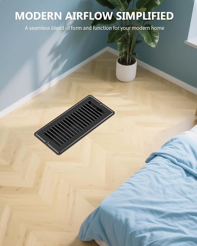 4x10 Floor Regsiter Vent Covers for Home Floor Wall Ceiling - Black with Screws for Easy Installation - Heavy Duty Steel