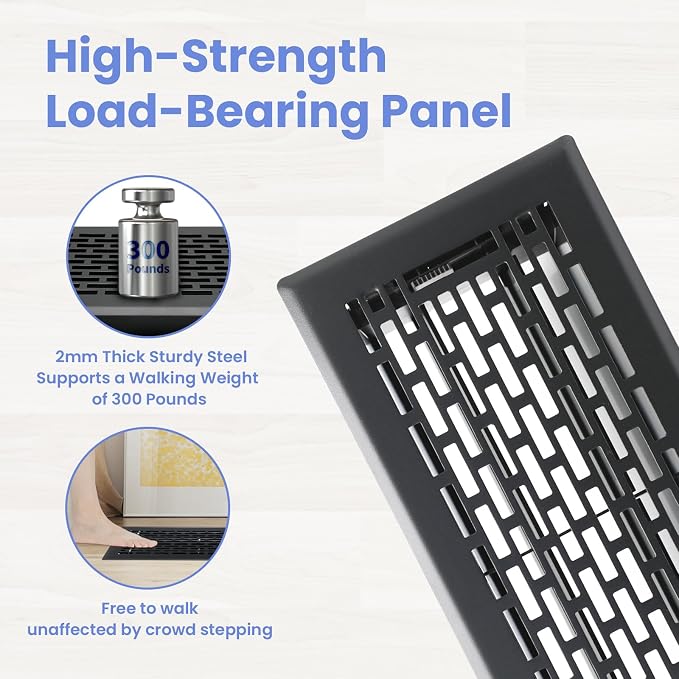 4x10 Inches 2 Pack Heavy Duty Walkable Floor Register - Easy Adjust Air Supply Lever Decorative Floor Vent Covers - Boston