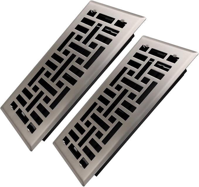 4x10 Inches 2 Pack Heavy Duty Walkable Floor Register Easy Adjust Air Supply Lever Floor Vents - Seattle Design - Vent Cover