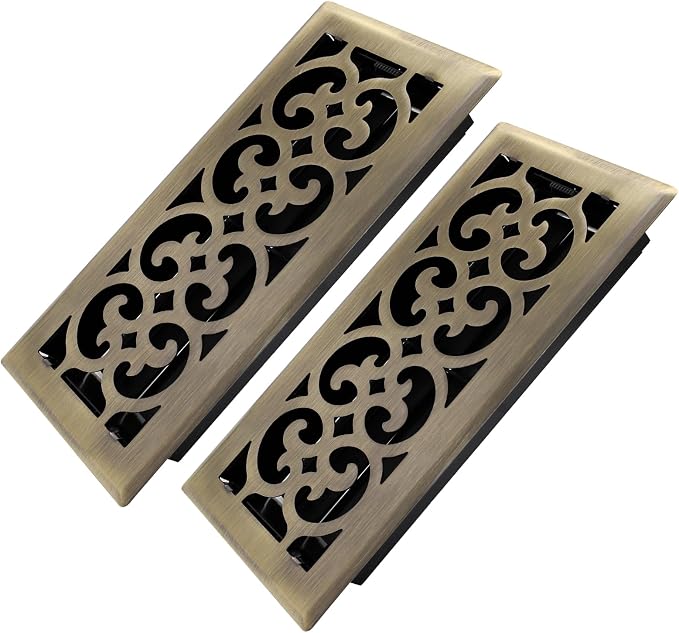 4x10 Inches 2 Pack Heavy Duty Walkable Floor Register Easy Adjust Air Supply Lever Floor Vents - Charlotte Design - Vent