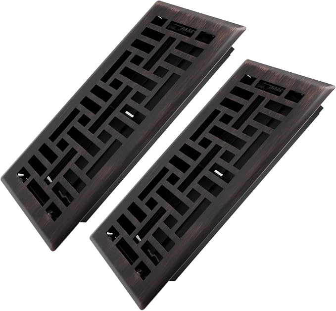 4x10 Inches 2 Pack Heavy Duty Walkable Floor Register Easy Adjust Air Supply Lever Floor Vents - Seattle Design - Vent Cover