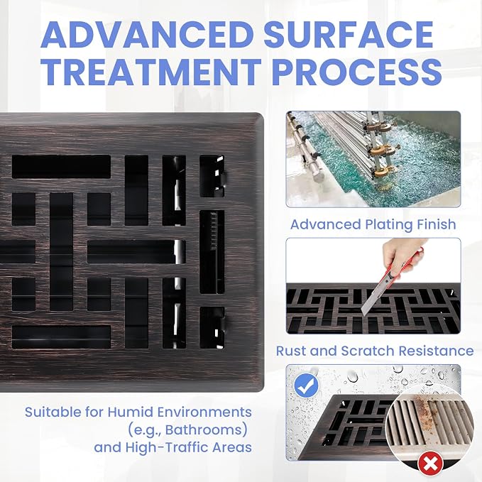 4x10 Inches 2 Pack Heavy Duty Walkable Floor Register Easy Adjust Air Supply Lever Floor Vents - Seattle Design - Vent Cover