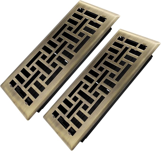 4x10 Inches 2 Pack Heavy Duty Walkable Floor Register Easy Adjust Air Supply Lever Floor Vents - Seattle Design - Vent Cover