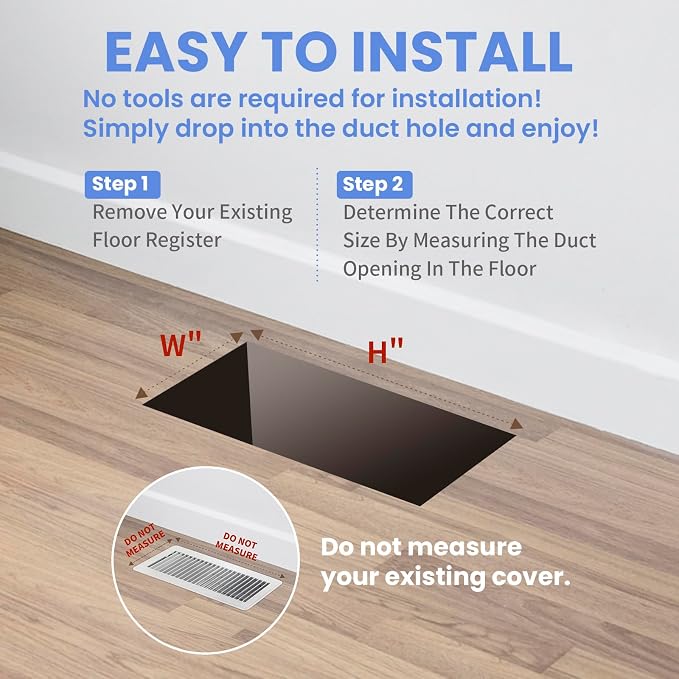4x10 Inches 2 Pack Heavy Duty Walkable Floor Register Easy Adjust Air Supply Lever Floor Vents - Seattle Design - Vent Cover