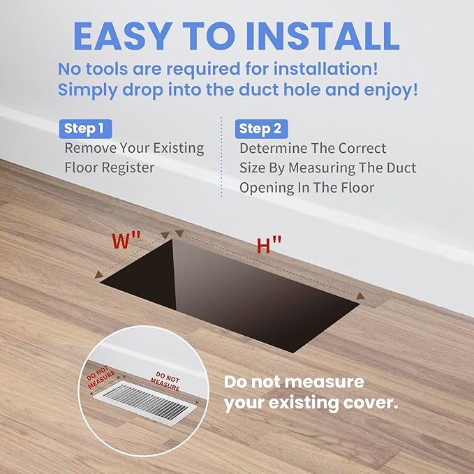 4x10 Inches 6 Pack Heavy Duty Walkable Floor Register - Easy Adjust Air Supply Lever Decorative Floor Vent, alternate view 6
