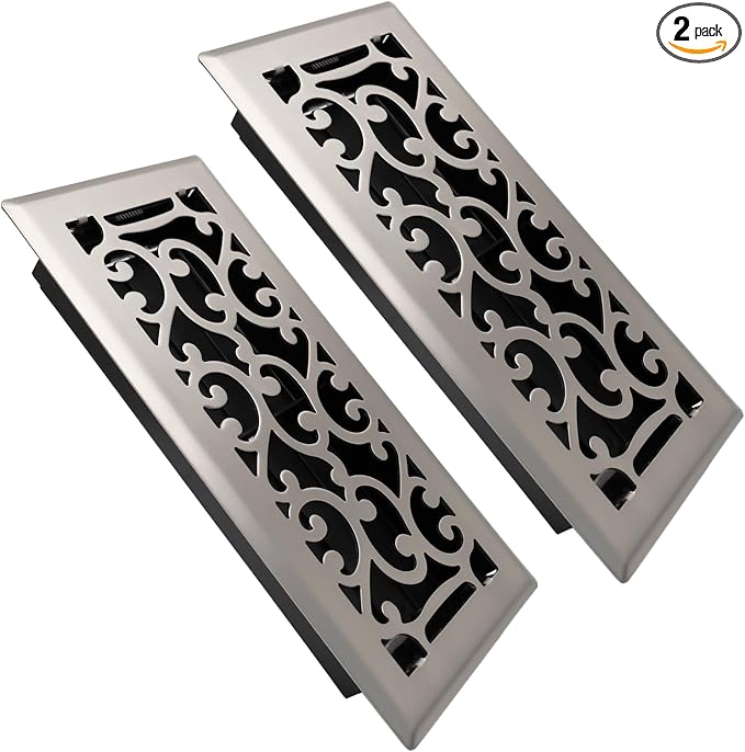 4x10 Inches Air Floor Vents Register Ease Adjust Air Flow Savannah Design-Heavy Duty Walkable Steel Decorative Floor Vent for