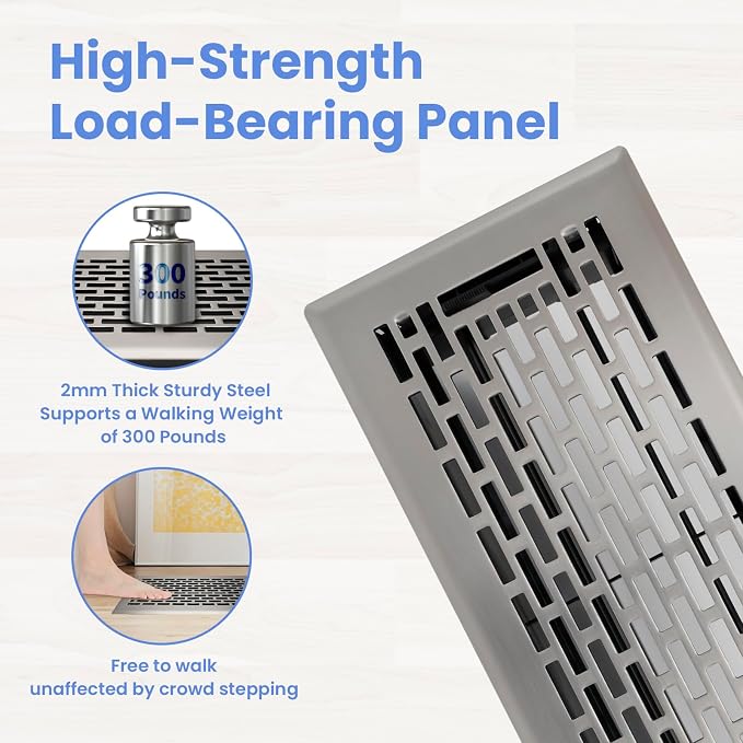 4x10 Inches Heavy Duty Walkable Floor Register - Easy Adjust Air Supply Lever Decorative Floor Vent Covers - Boston Design