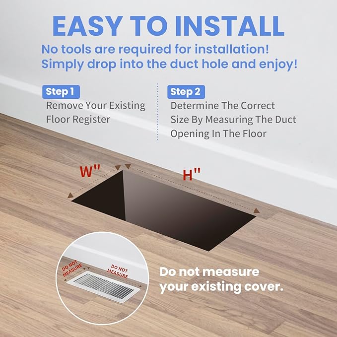 4x10 Inches Heavy Duty Walkable Floor Register - Easy Adjust Air Supply Lever Decorative Floor Vent Covers - Savannah Design