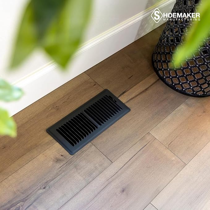 4x12 Floor Register – Black Heavy Duty Metal Floor Vent Cover for Home Floors - Premium Forced Air Vent Covers, alternate