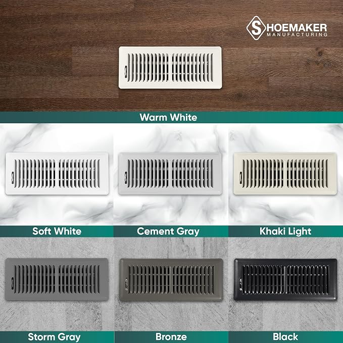 4x12 Floor Register – Black Heavy Duty Metal Floor Vent Cover for Home Floors - Premium Forced Air Vent Covers, alternate