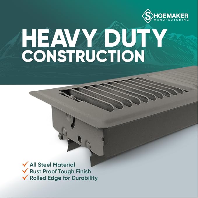 4x12 Floor Register – Bronze Heavy Duty Metal Floor Vent Cover for Home Floors - Premium Forced Air Vent Covers, alternate