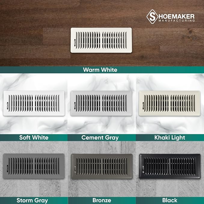 4x12 Floor Register – Storm Gray Heavy Duty Metal Floor Vent Cover for Home Floors - Premium Forced Air Vent Covers