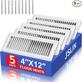4x12 Floor Regsiter - 5 Pack Vent Covers for Home Floor Wall Ceiling - White with Screws for Easy Installation - Heavy Duty
