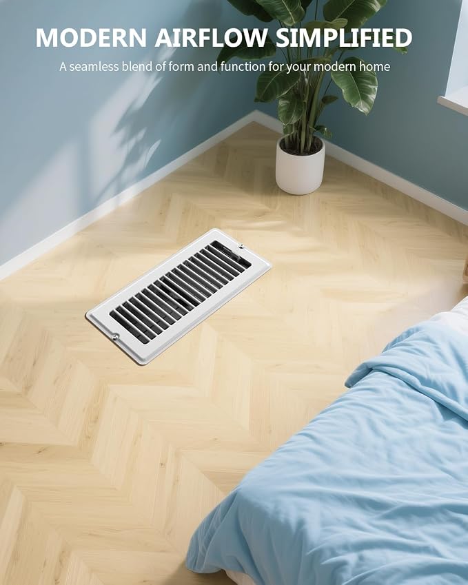 4x12 Floor Regsiter - 5 Pack Vent Covers for Home Floor Wall Ceiling - White with Screws for Easy Installation - Heavy Duty