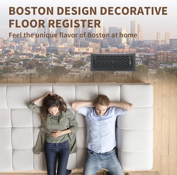 4x12 Inch Floor Vents 2 Pack Adjustable Airflow Floor Register Walkable Heavy Duty Steel Floor Vent Register with Boston
