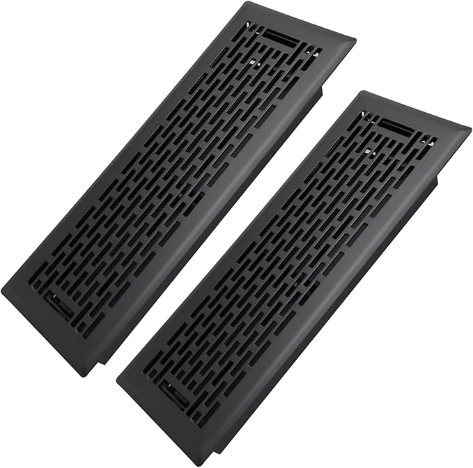 4x12 Inches 2 Pack Heavy Duty Walkable Floor Register - Easy Adjust Air Supply Lever Decorative Floor Vent Covers - Boston