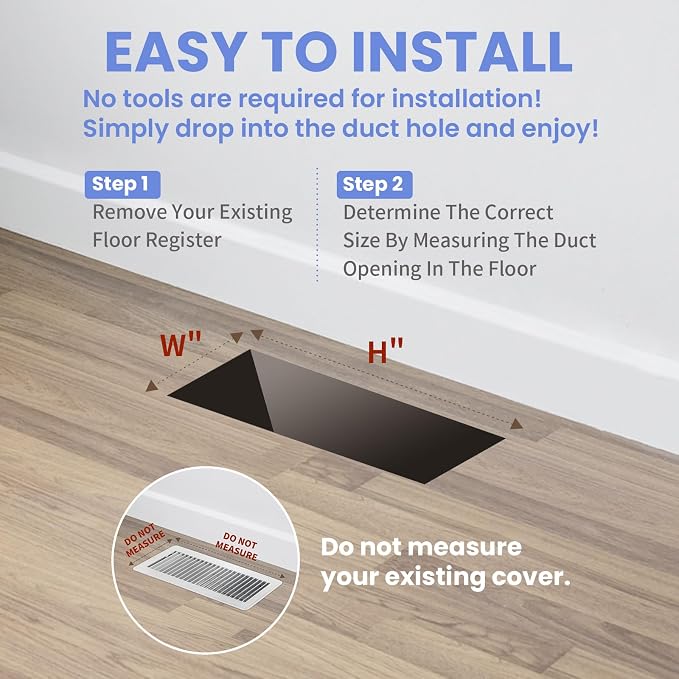 4x12 Inches 2 Pack Heavy Duty Walkable Floor Register - Easy Adjust Air Supply Lever Decorative Floor Vent Covers - Boston