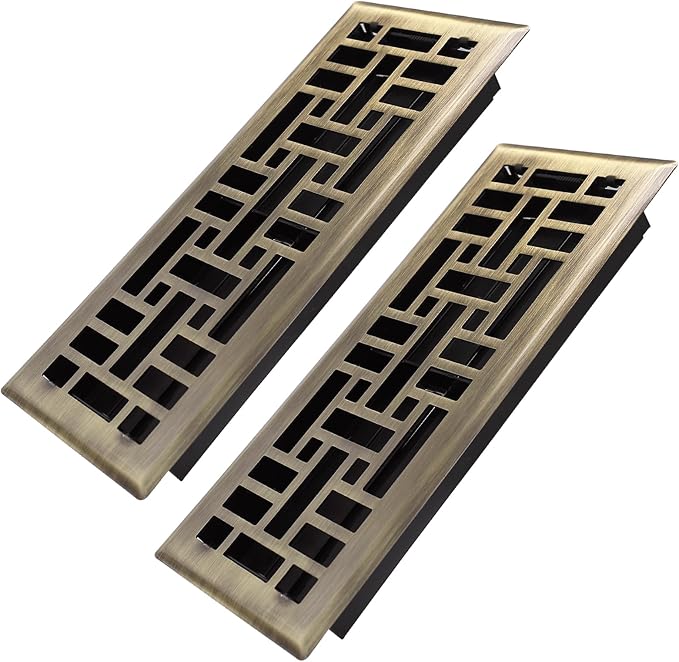 4x12 Inches 2 Pack Heavy Duty Walkable Floor Register Easy Adjust Air Supply Lever Floor Vents - Seattle Design - Vent Cover