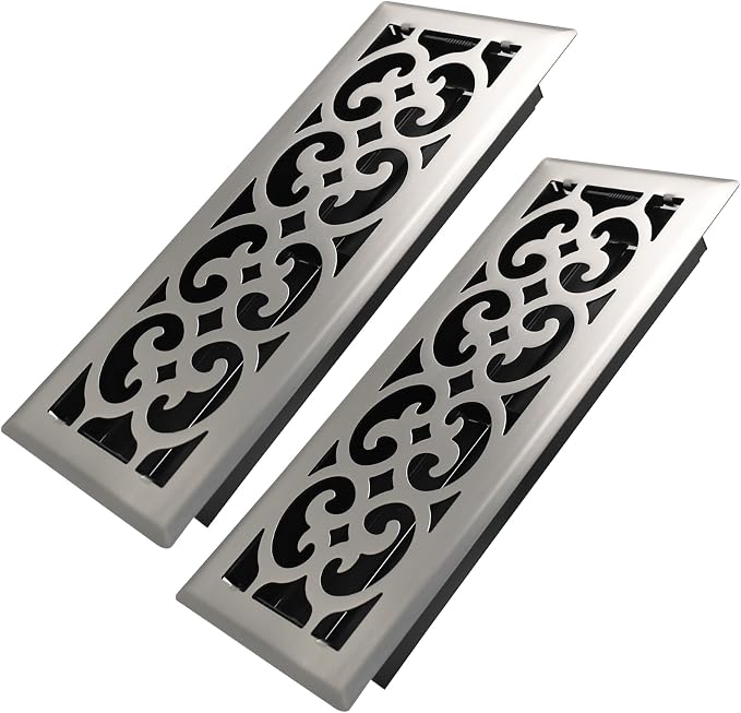 4x12 Inches 2 Pack Heavy Duty Walkable Floor Register Easy Adjust Air Supply Lever Floor Vents - Charlotte Design - Vent