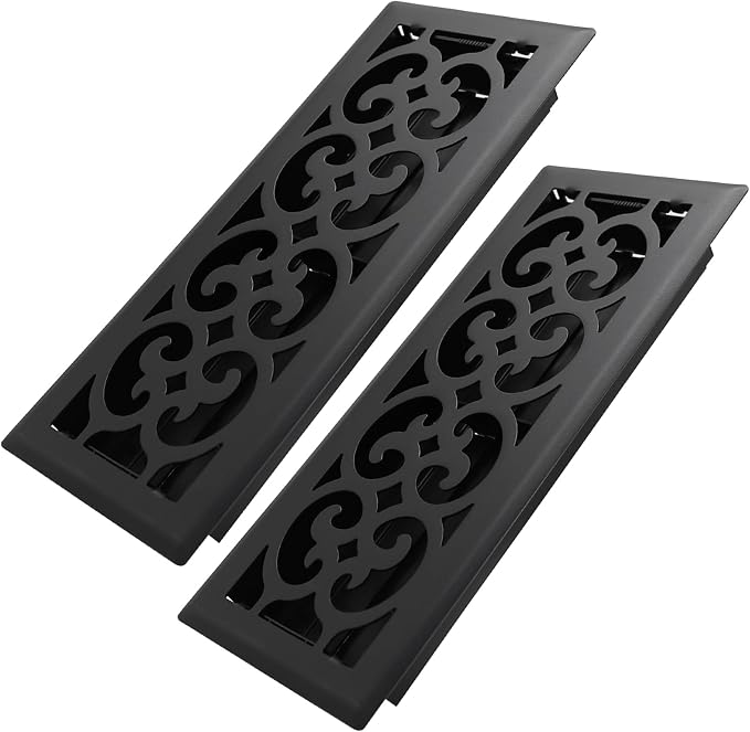 4x12 Inches 2 Pack Heavy Duty Walkable Floor Register - Easy Adjust Air Supply Lever Vents - Charlotte Design - Vent Cover