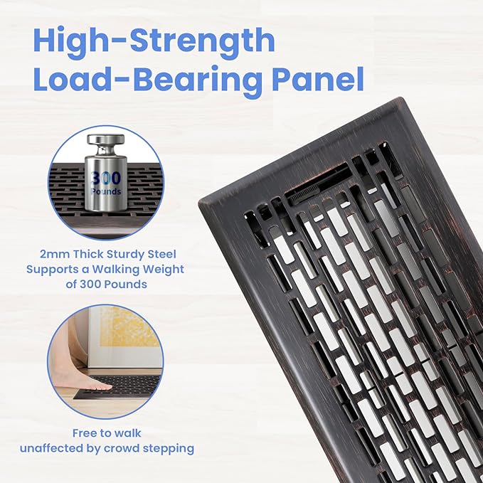 4x12 Inches 4 Pack Heavy Duty Walkable Floor Register - Easy Adjust Air Supply Lever Decorative Floor Vent Covers, Boston