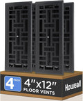 4x12 Inches 4 Pack Heavy Duty Walkable Floor Register - Easy Adjust Air Supply Lever Decorative Floor Vent Covers, Seattle