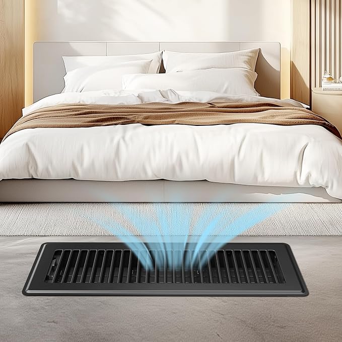 4x14 Floor Register 6-Pack, Heavy Duty Steel Walkable Vent Covers for Home Floor, Adjustable Quiet Airflow Vent Grill