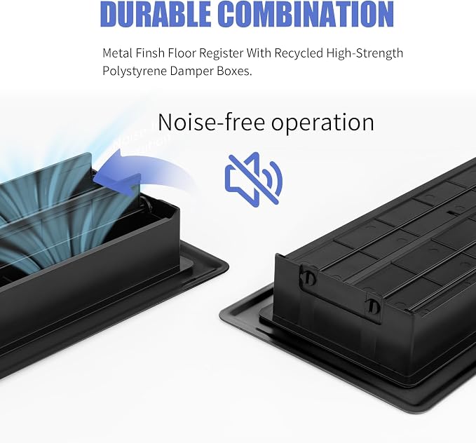 4x14 Floor Register 6-Pack, Heavy Duty Steel Walkable Vent Covers for Home Floor, Adjustable Quiet Airflow Vent Grill