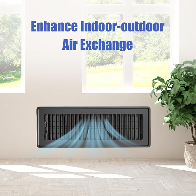 4x14 Floor Register 6-Pack, Heavy Duty Steel Walkable Vent Covers for Home Floor, Adjustable Quiet Airflow Vent Grill