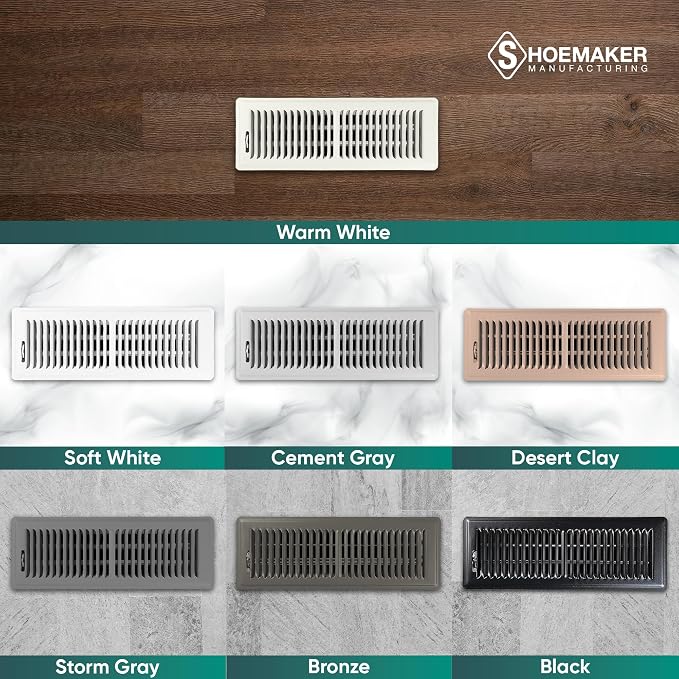 4x14 Floor Register – Cement Gray Heavy Duty Metal Floor Vent Cover for Home Floors - Premium Forced Air Vent Covers