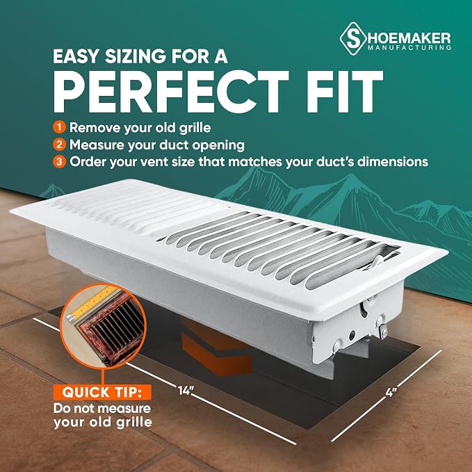 4x14 Floor Register – Soft White Heavy Duty Metal Floor Vent Cover for Home Floors - Premium Forced Air Vent, alternate view