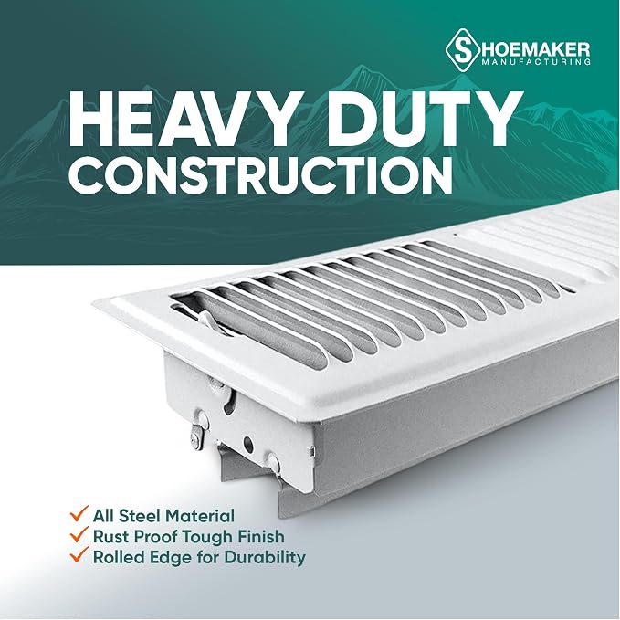 4x14 Floor Register – Soft White Heavy Duty Metal Floor Vent Cover for Home Floors - Premium Forced Air Vent, alternate view