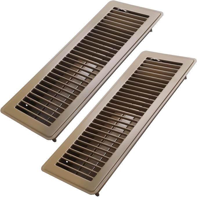 4x14 Inch Floor Register 2 Pack, Heavy Duty Steel Walkable Floor Vents - Easy Adjust Air Supply Lever - Vent Covers for Home