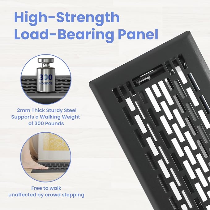 4x14 Inches 2 Pack Heavy Duty Walkable Floor Register - Easy Adjust Air Supply Lever Decorative Floor Vent Covers, Boston