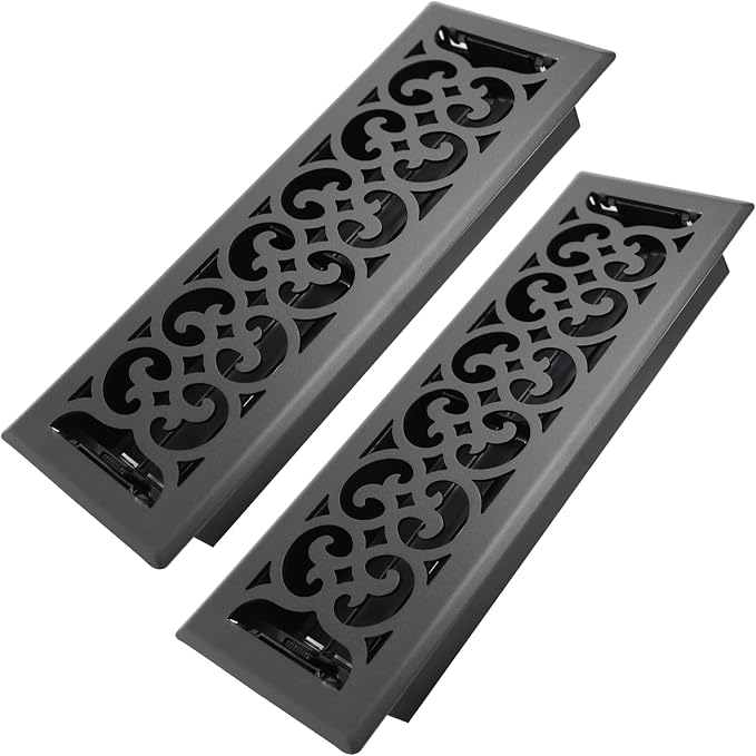 4x14 Inches 2 Pack Heavy Duty Walkable Floor Register Easy Adjust Air Supply Lever Floor Vents - Charlotte Design - Vent