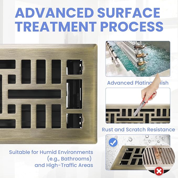 4x14 Inches Heavy Duty Walkable Floor Register Easy Adjust Air Supply Lever Floor Vents - Seattle Design - Vent Cover for
