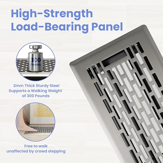 4x14 Inches Heavy Duty Walkable Floor Register - Easy Adjust Air Supply Lever Decorative Floor Vent Covers, Boston Design