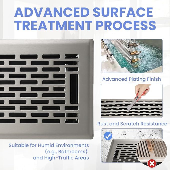 4x14 Inches Heavy Duty Walkable Floor Register - Easy Adjust Air Supply Lever Decorative Floor Vent Covers, Boston Design