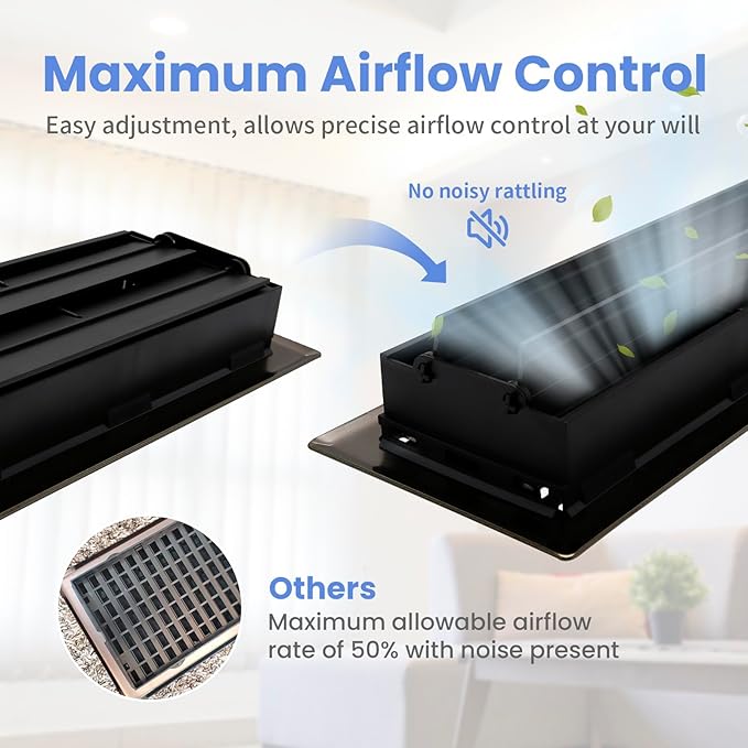 4x14 Inches Heavy Duty Walkable Floor Register - Easy Adjust Air Supply Lever Decorative Floor Vent Covers, Boston Design