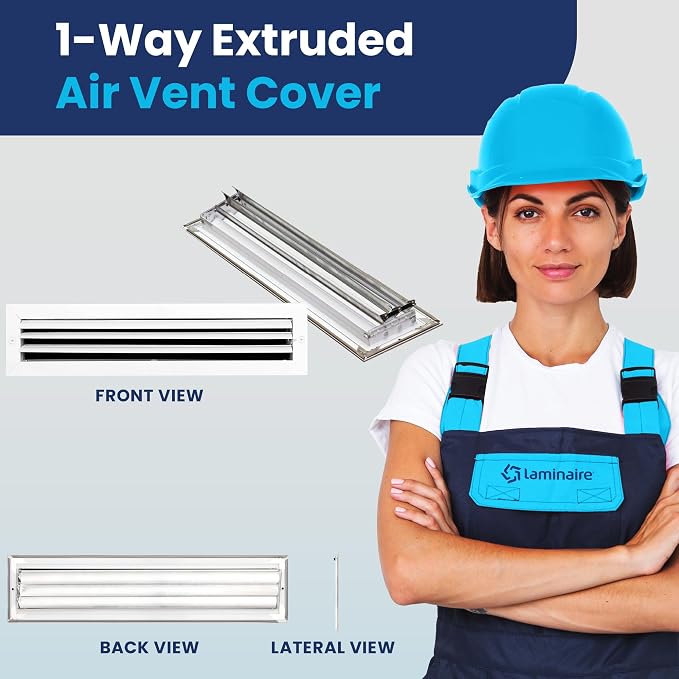 4x22 Inch (Duct Opening) Aluminum 1-Way Air Flow Vent – HVAC Vent Cover for Wall or Ceiling – Quiet HVAC Wall Register with