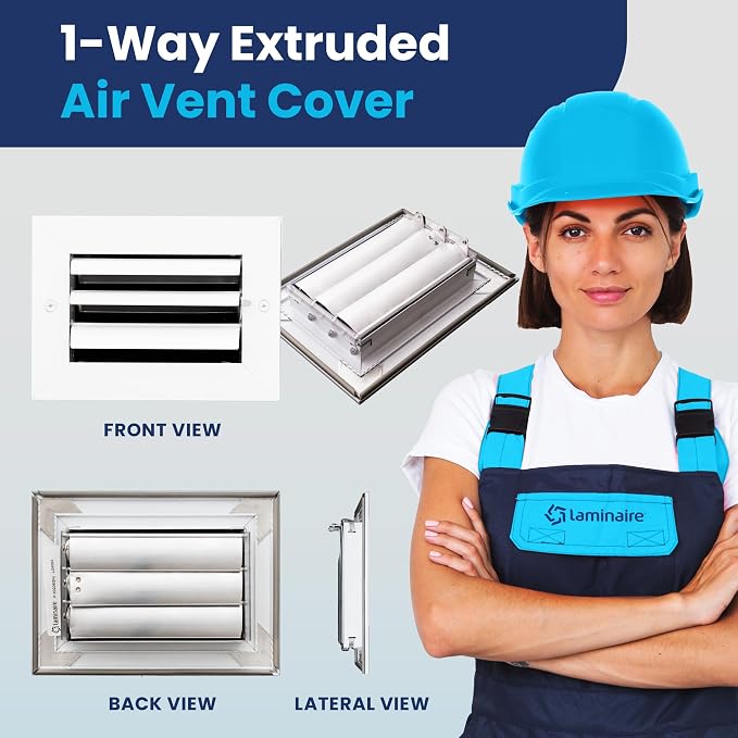 4x6 Inch (Duct Opening) Aluminum 1-Way Air Flow Vent – HVAC Vent Cover for Wall or Ceiling – Quiet HVAC Wall Register with