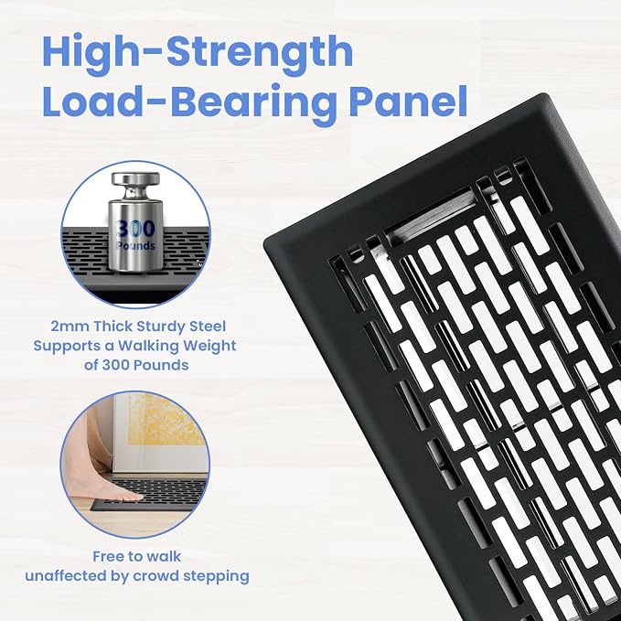 4x8 Inches 2 Pack Heavy Duty Walkable Floor Register - Easy Adjust Air Supply Lever Decorative Floor Vent Covers, Boston
