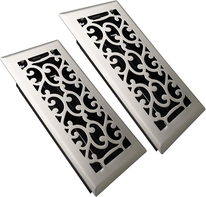 4x8 Inches Air Floor Vents Register Ease Adjust Air Flow Savannah Design-Heavy Duty Walkable Steel Decorative Vent Covers for