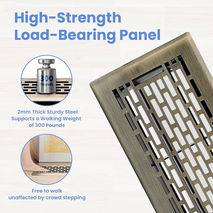 4x8 Inches Heavy Duty Walkable Floor Register - Easy Adjust Air Supply Lever Decorative Floor Vent Covers, Boston Design Vent