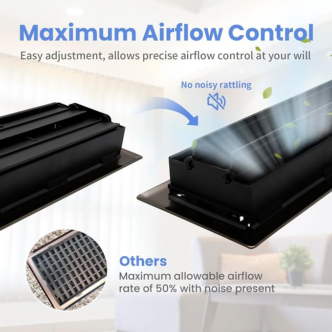 4x8 Inches Heavy Duty Walkable Floor Register - Easy Adjust Air Supply Lever Decorative Floor Vent Covers, Savannah Design