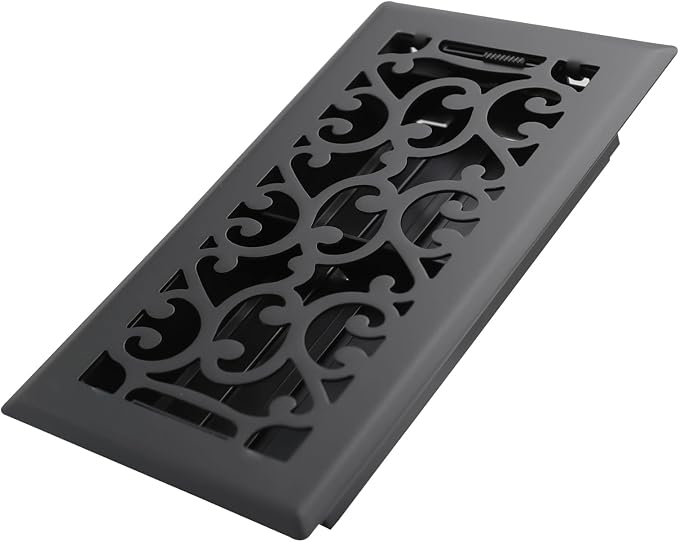 4x8 Inches Heavy Duty Walkable Floor Register - Easy Adjust Air Supply Lever Decorative Floor Vent Covers, Savannah Design