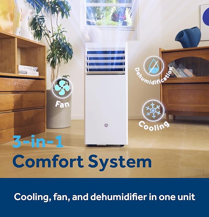5,000 BTU DOE Portable Air Conditioner for Small Rooms up to 150 sq ft, Compact 3-in-1 AC + Dehumidifier + Fan, Auto